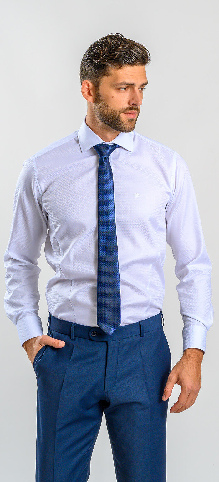 White Extra Slim Fit Shirt with Ball Pattern