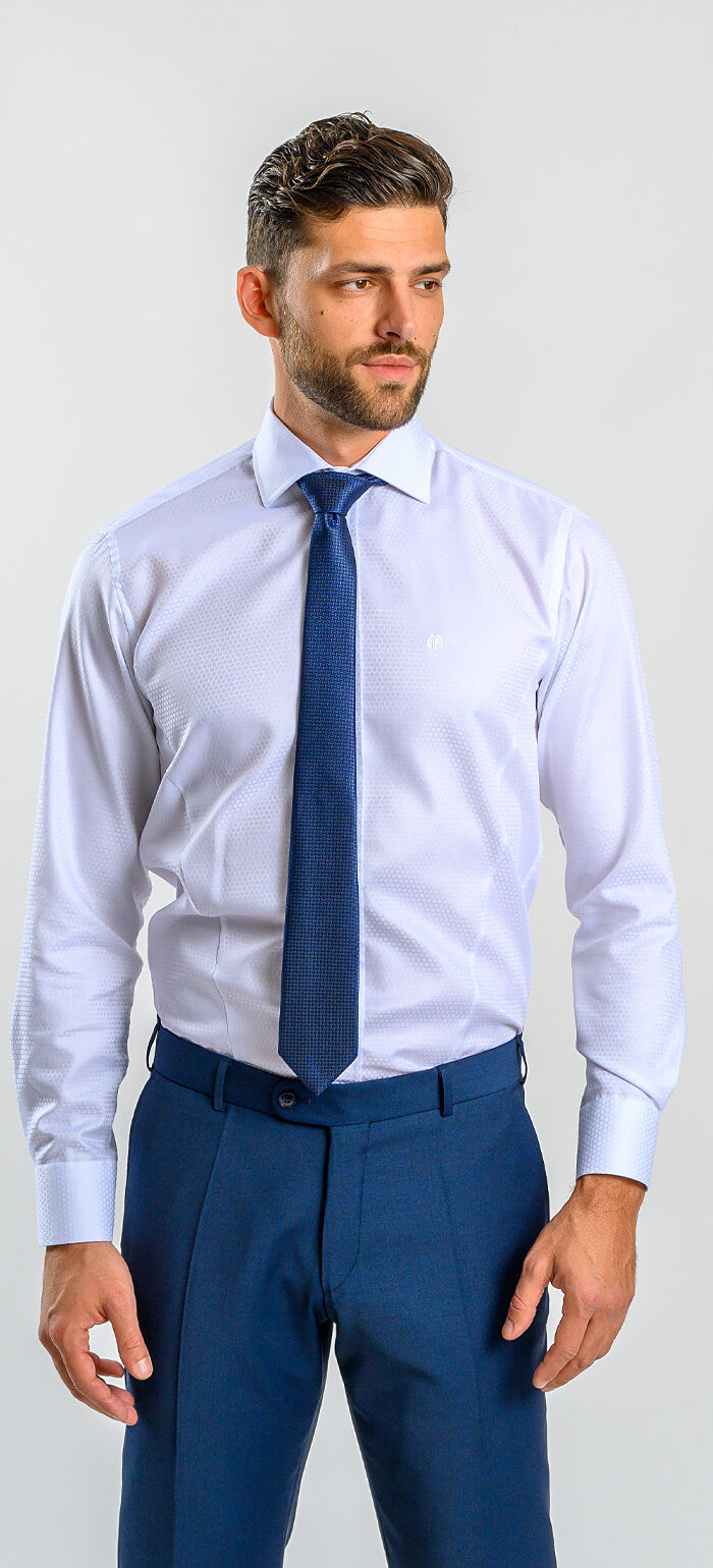 White Extra Slim Fit Shirt with Ball Pattern