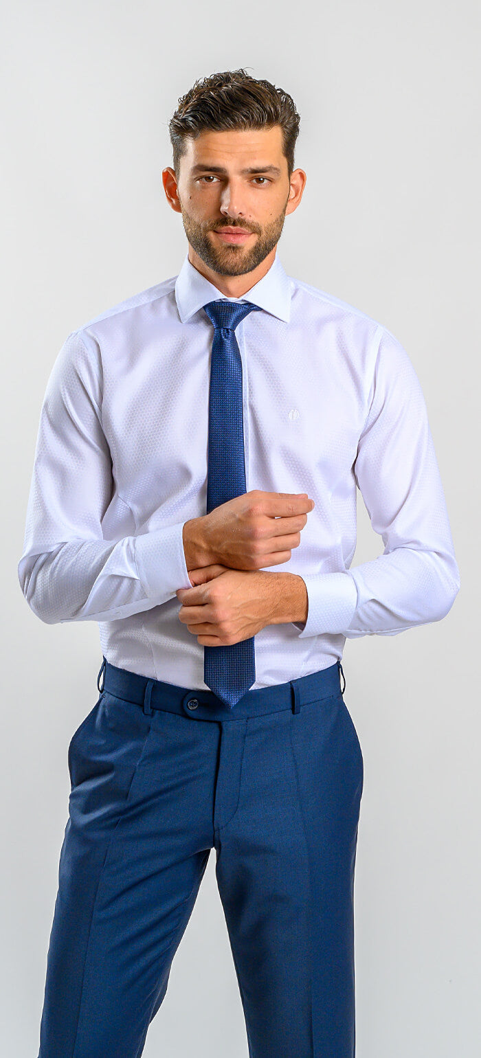 White Extra Slim Fit Shirt with Ball Pattern