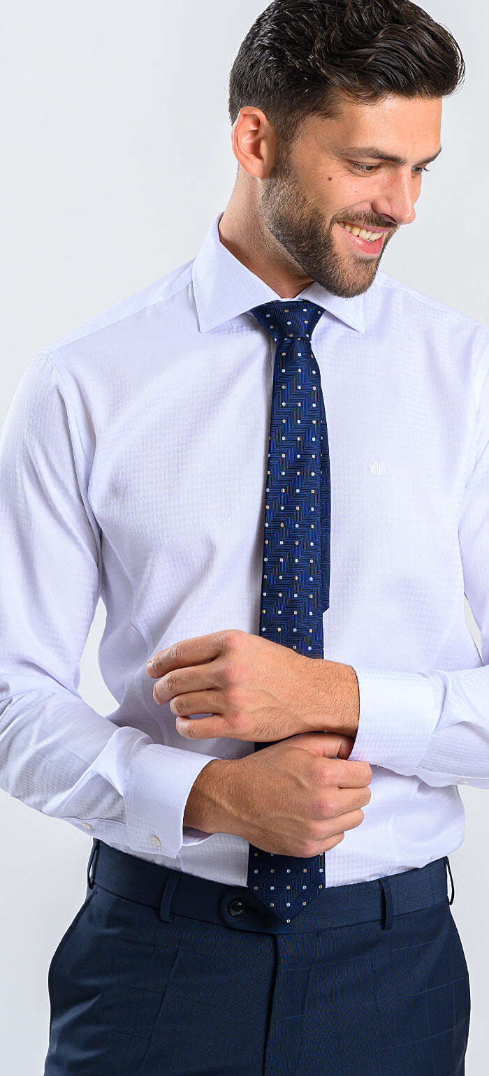 White Extra Slim Fit Shirt with a Rooster Foot Pattern