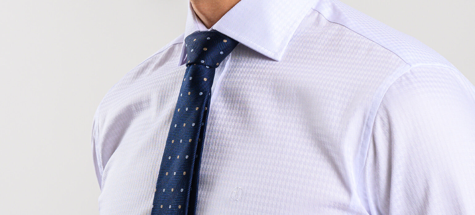 White Extra Slim Fit Shirt with a Rooster Foot Pattern