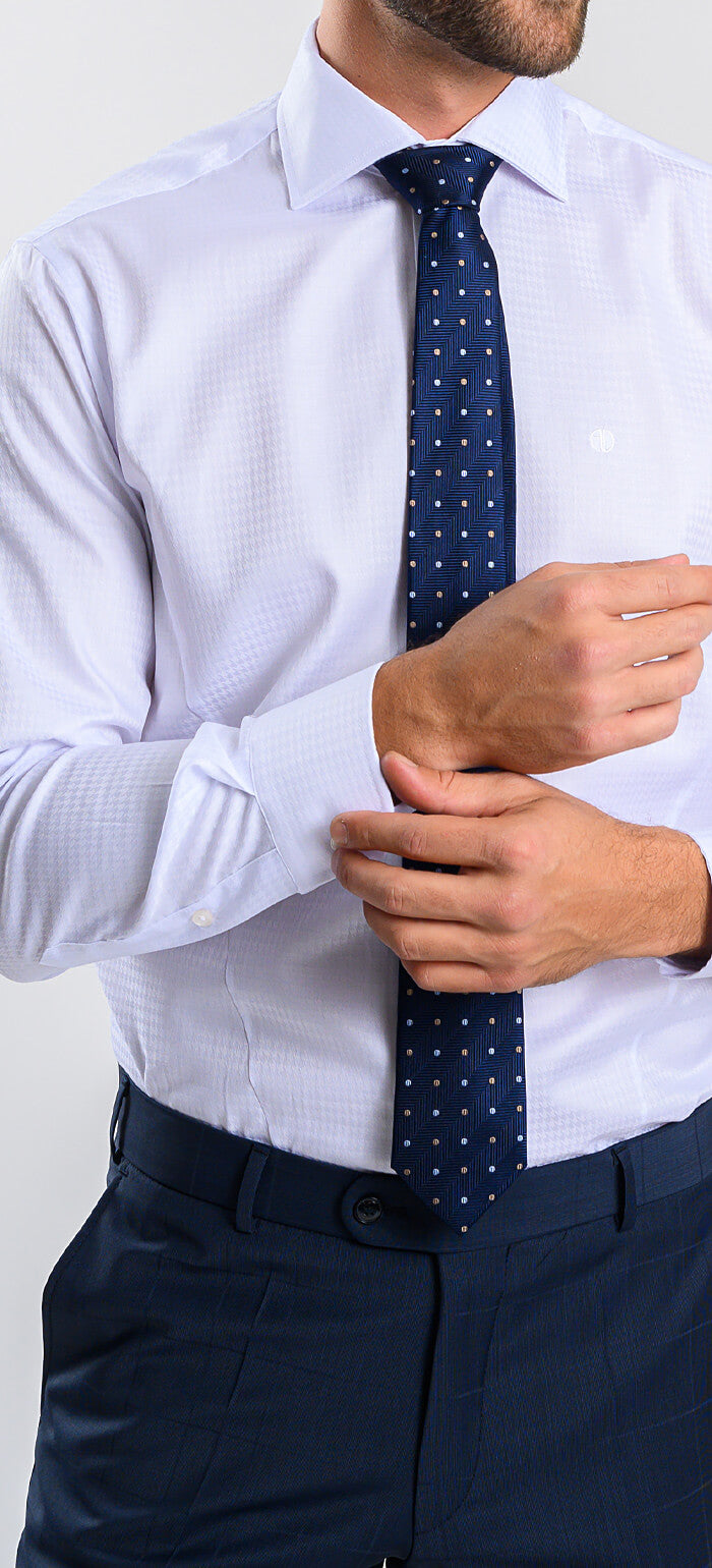 White Extra Slim Fit Shirt with a Rooster Foot Pattern