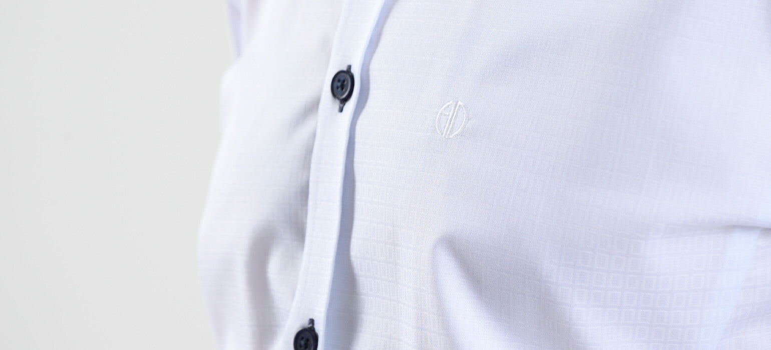 White Extra Slim Fit Checkered Shirt with Contrasting Trim