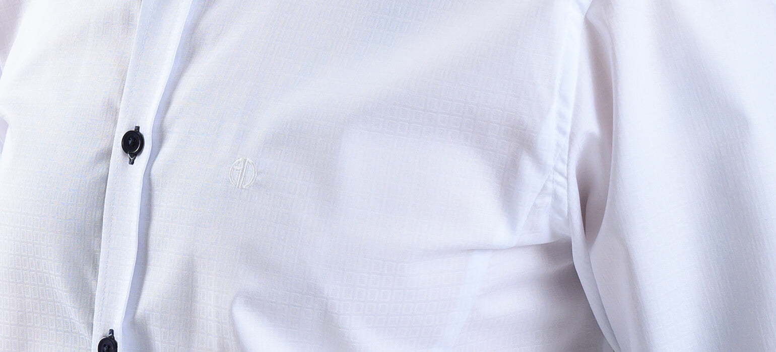 White Extra Slim Fit Checkered Shirt with Contrasting Trim