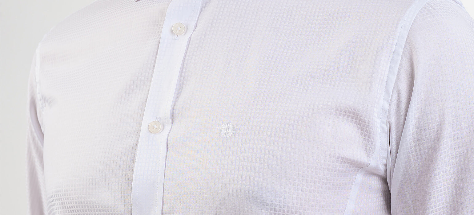 White Extra Slim Fit Shirt with Check Pattern