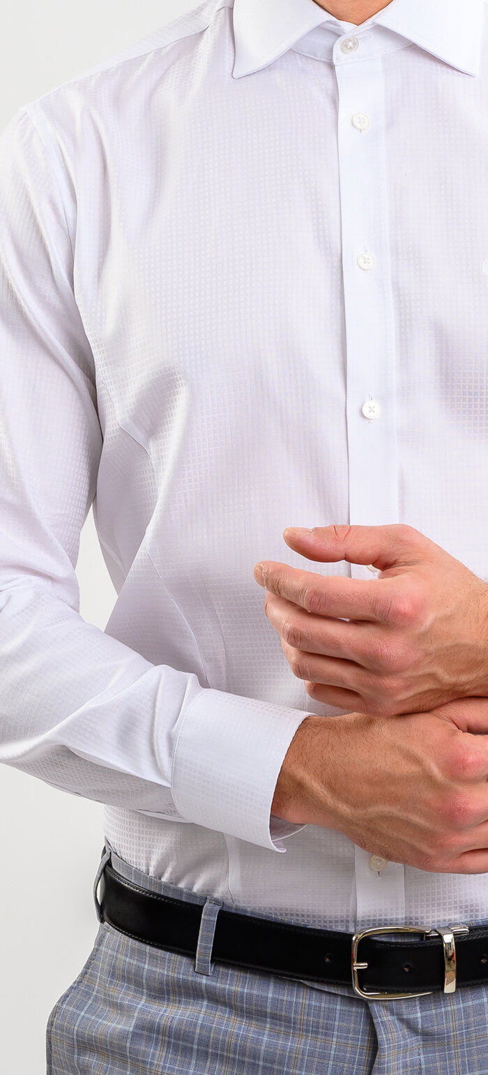 White Extra Slim Fit Shirt with Check Pattern