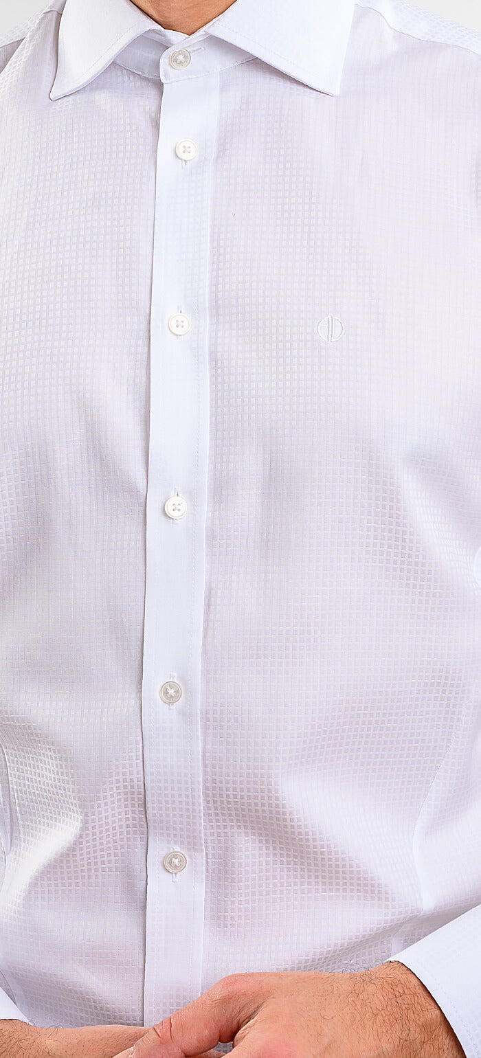 White Extra Slim Fit Shirt with Check Pattern