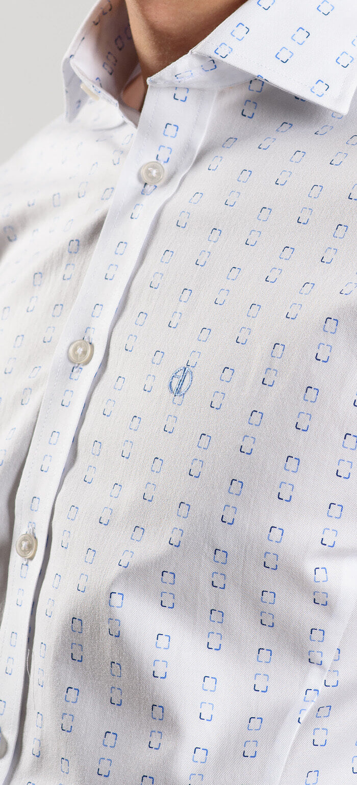 White Extra Slim Fit Shirt with Pattern