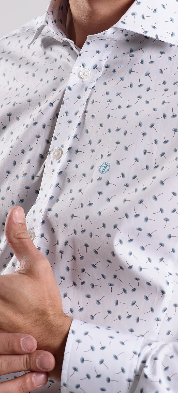 White Extra Slim Fit Shirt with Pattern