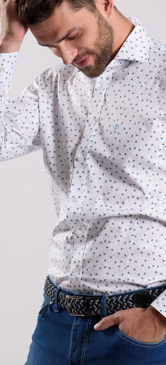 White Extra Slim Fit Shirt with Pattern