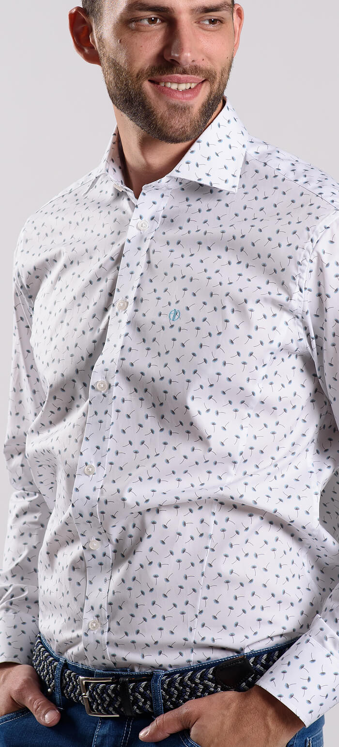 White Extra Slim Fit Shirt with Pattern