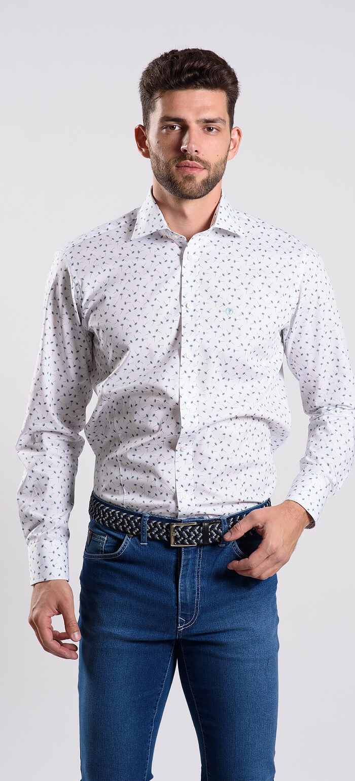 White Extra Slim Fit Shirt with Pattern