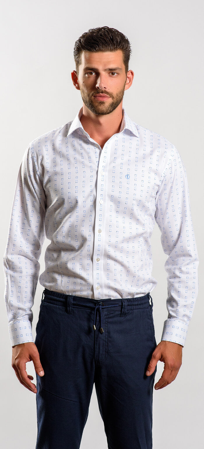 White Extra Slim Fit Shirt with Pattern