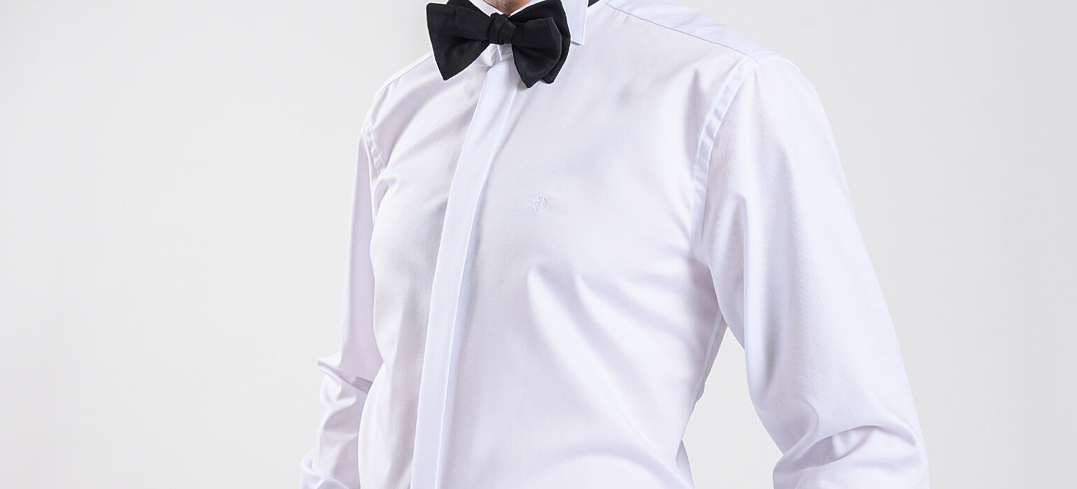 White Extra Slim Fit Tuxedo Shirt with Fine Striped Structure