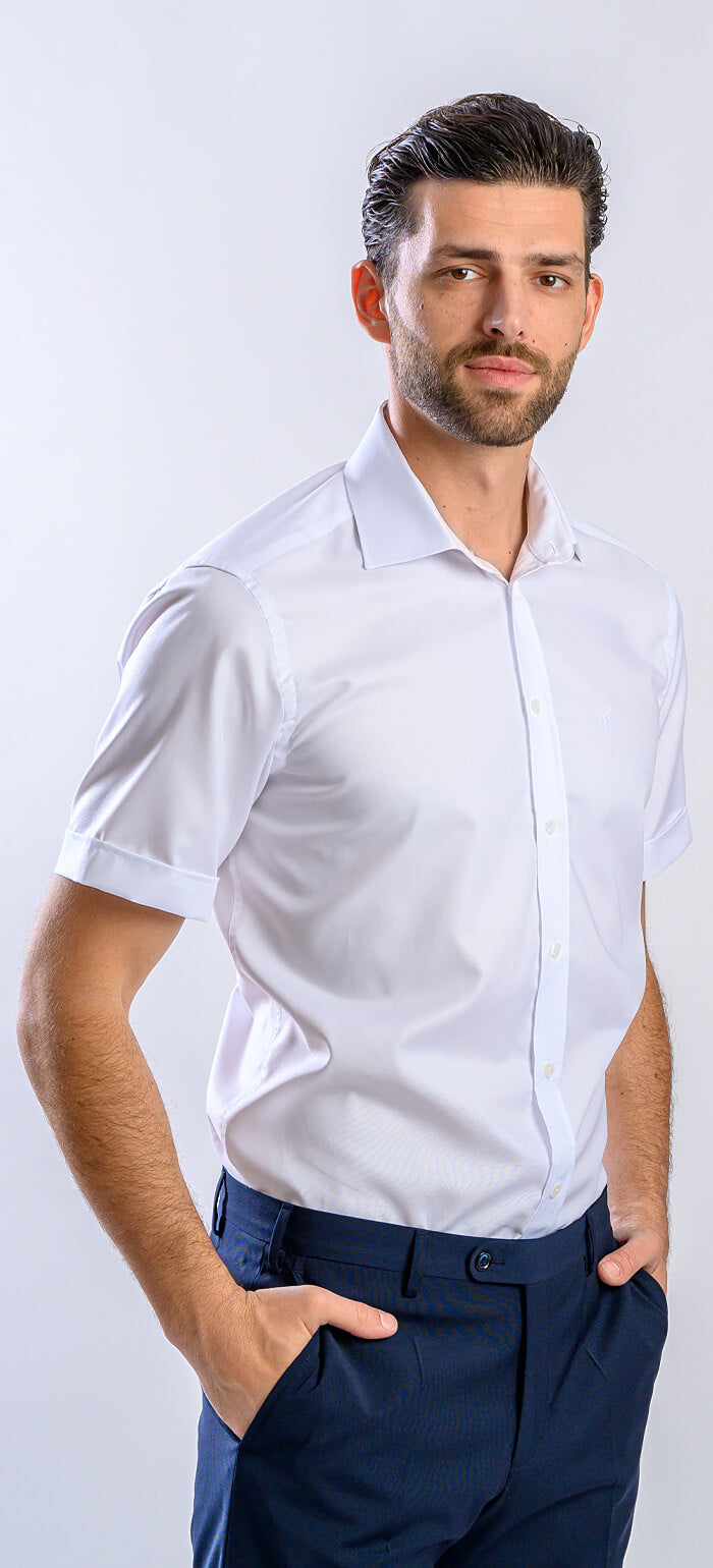 White Slim fit short sleeve shirt