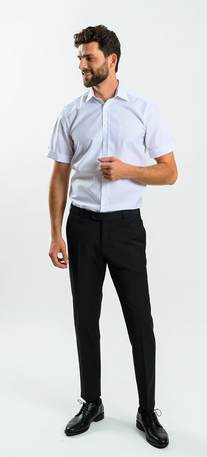 White Slim Fit Short Sleeve Shirt