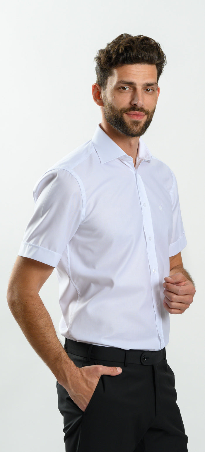 White Slim Fit Short Sleeve Shirt