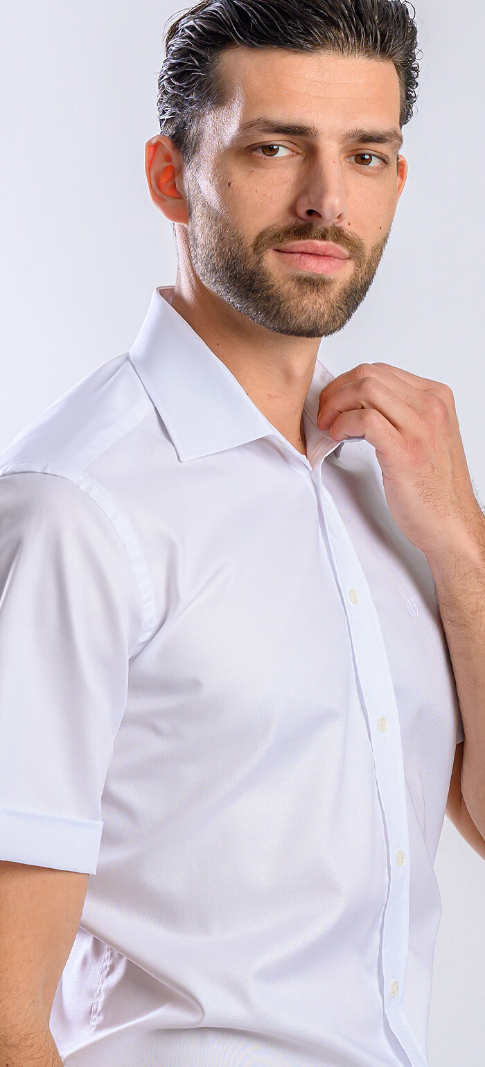 White Slim fit short sleeve shirt