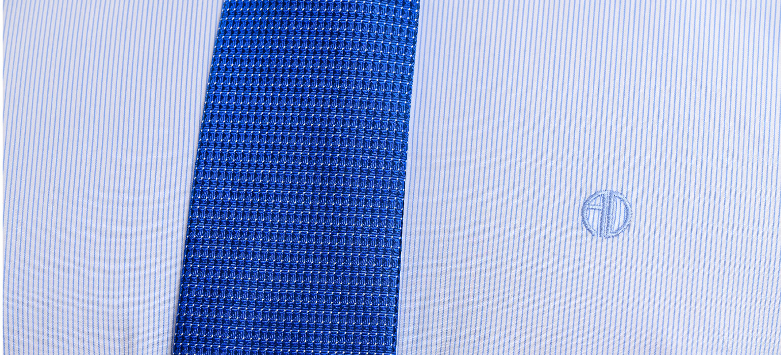 White Slim Fit Shirt with Blue Stripes