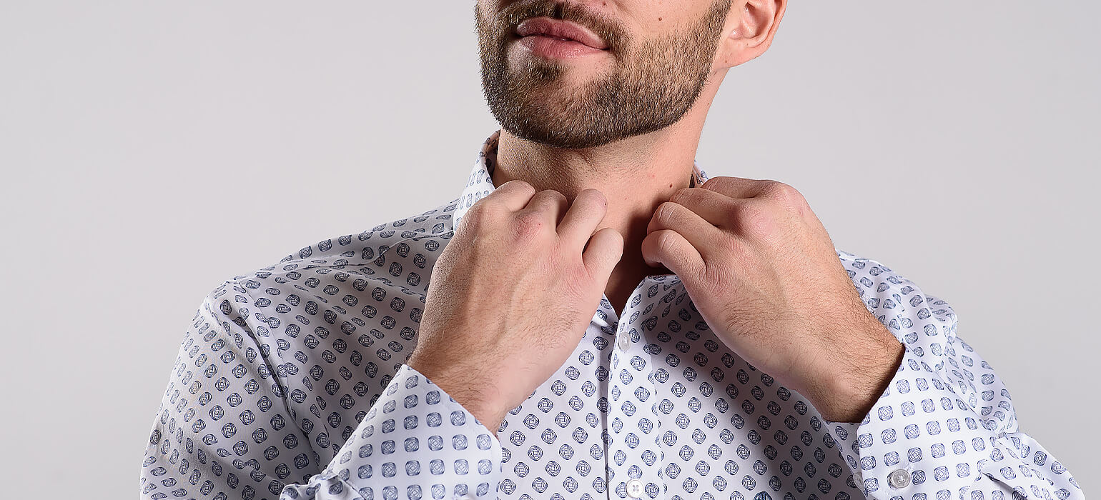 White Slim Fit Shirt with Pattern