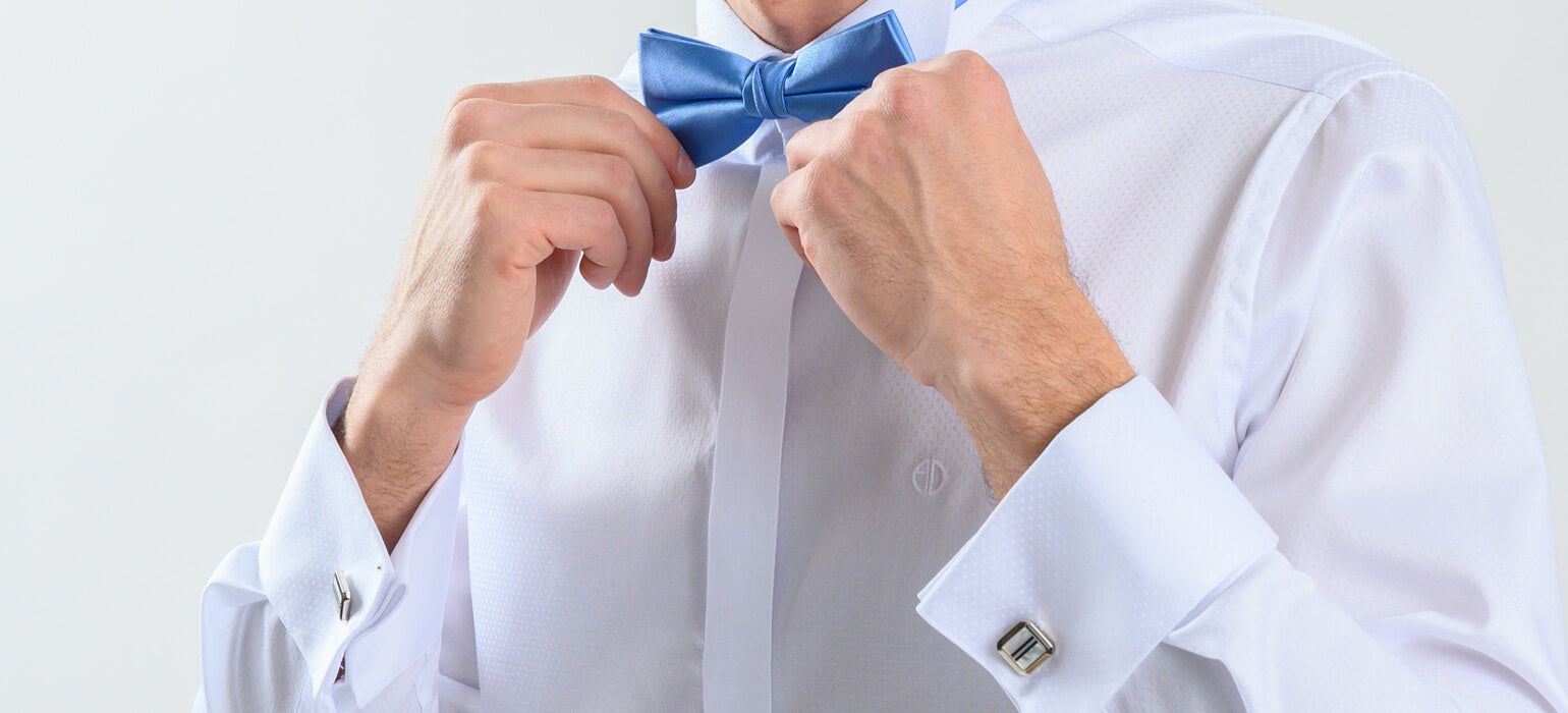 White tuxedo Extra Slim Fit shirt with a subtle check pattern
