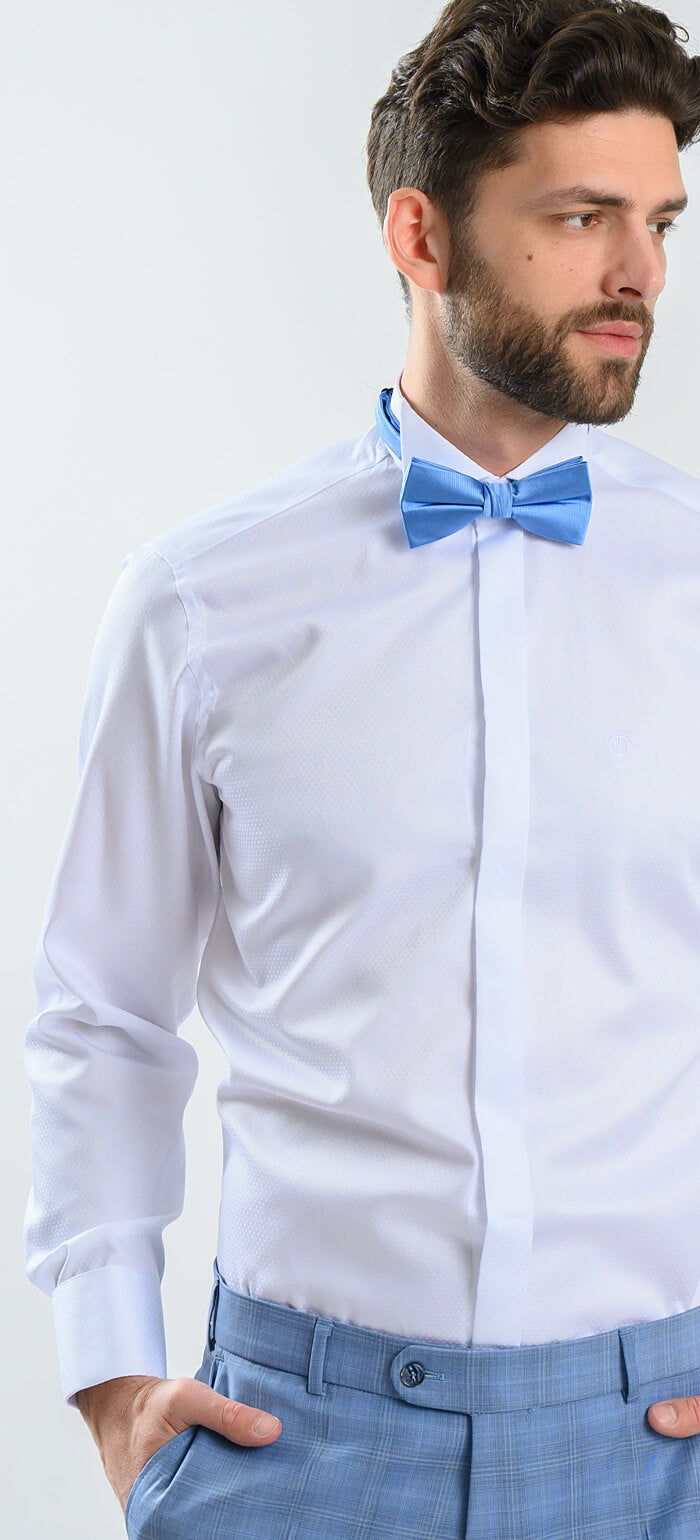 White tuxedo Extra Slim Fit shirt with a subtle check pattern