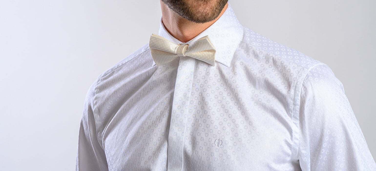 White formal Extra Slim Fit shirt with a subtle pattern