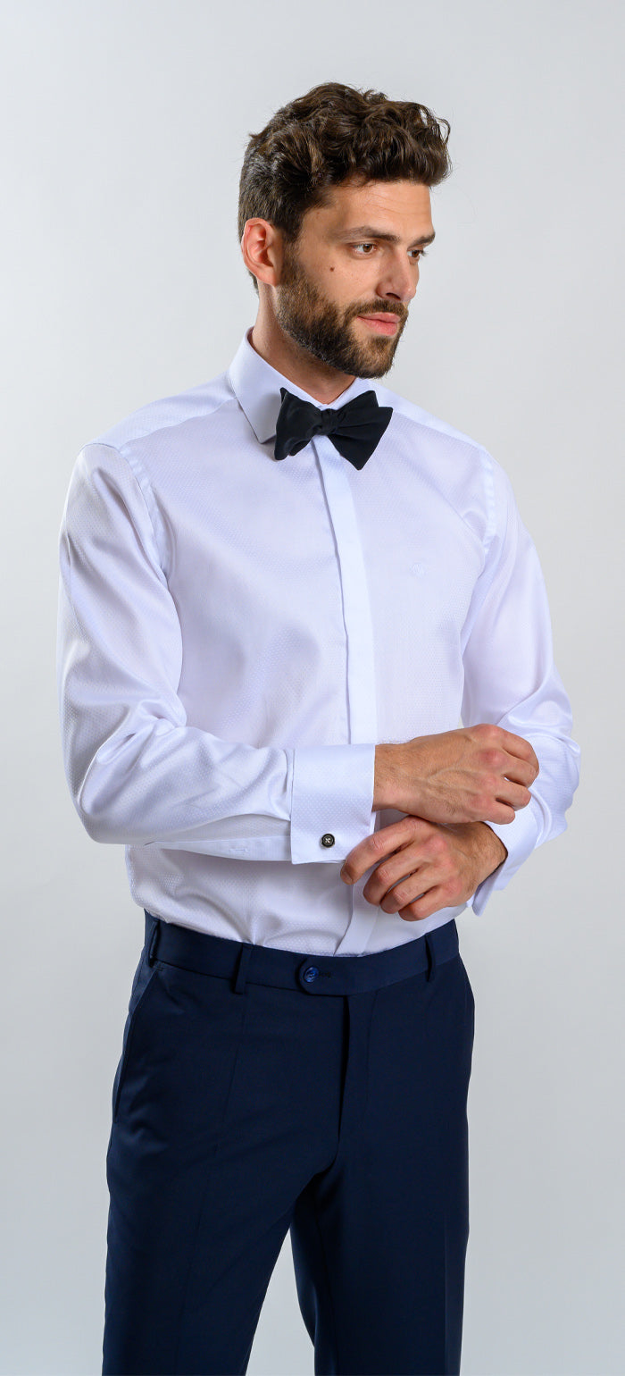 White formal Extra Slim Fit shirt with check pattern