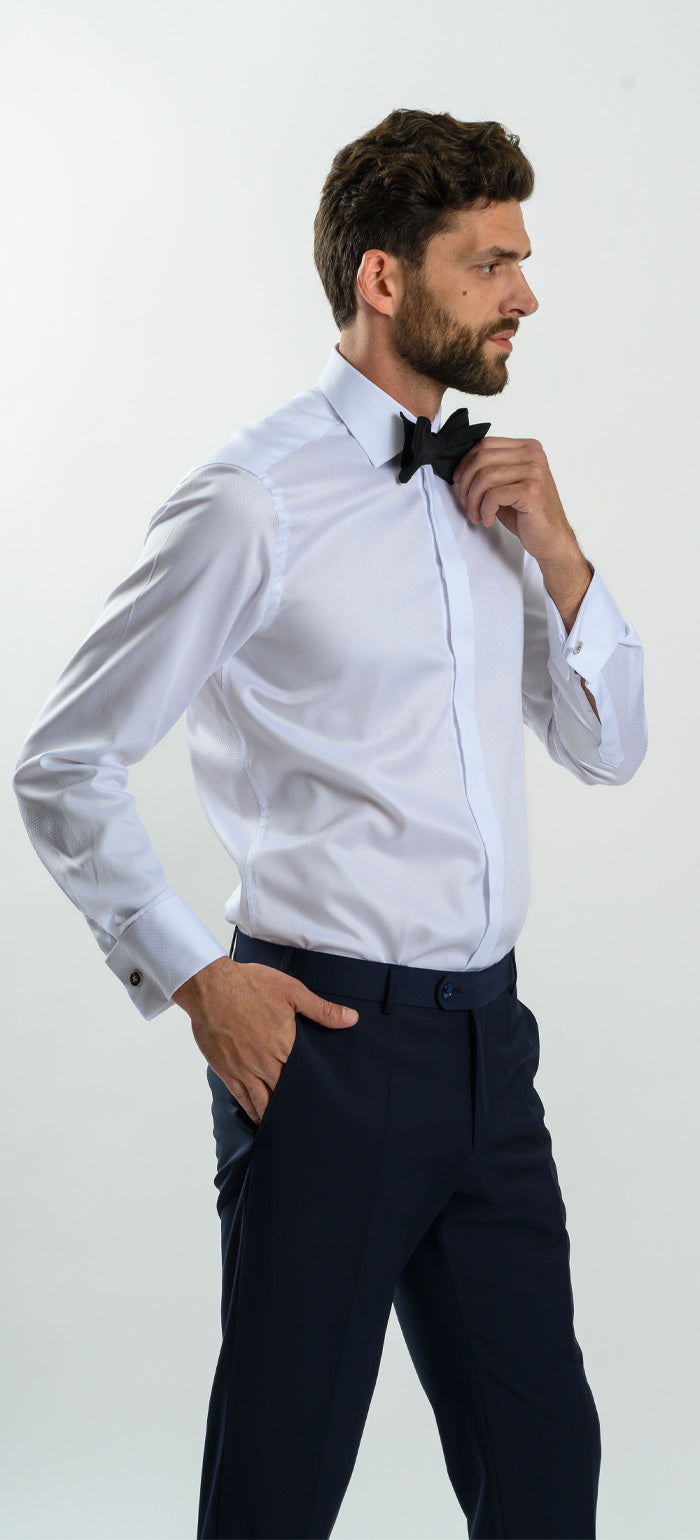 White formal Extra Slim Fit shirt with check pattern