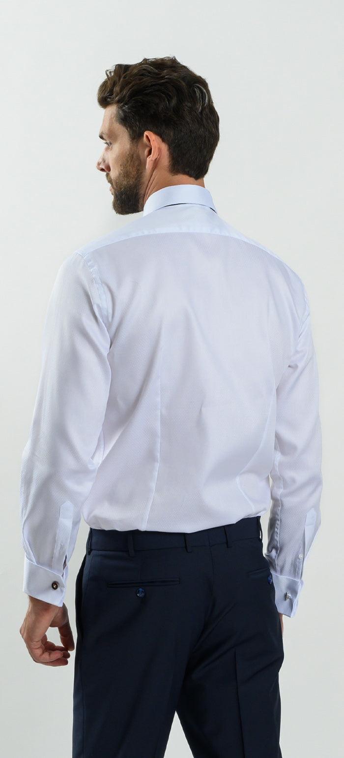 White formal Extra Slim Fit shirt with check pattern