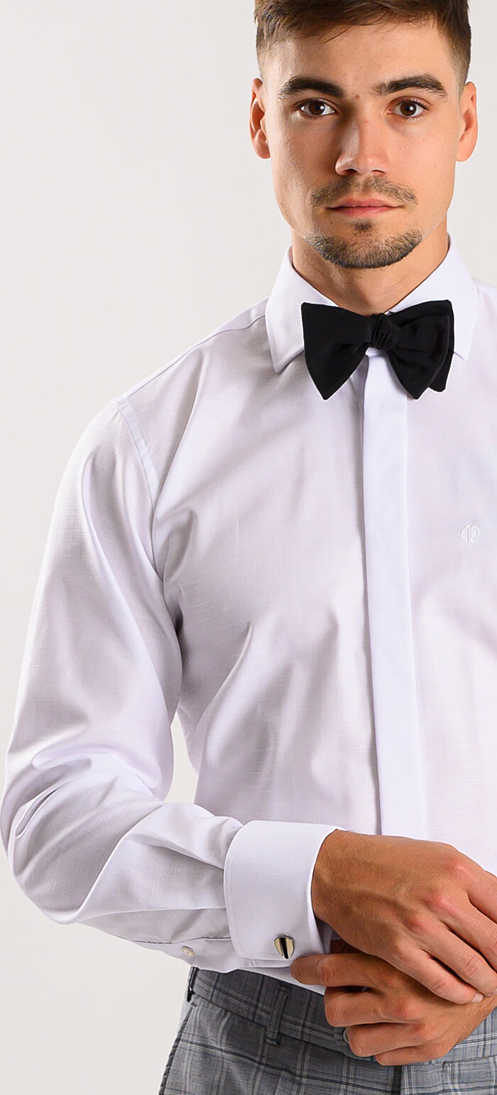 White Slim Fit Formal Shirt with Fine Structure