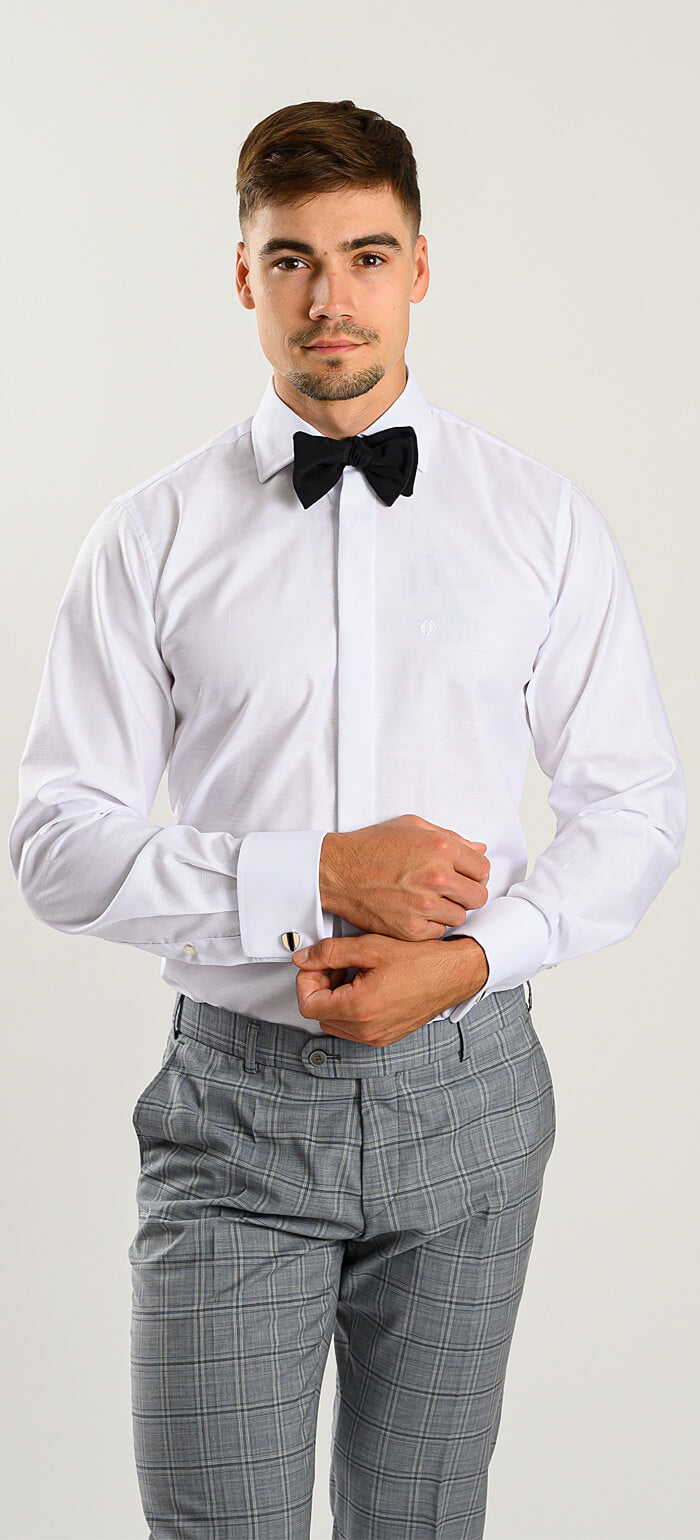 White Slim Fit Formal Shirt with Fine Structure