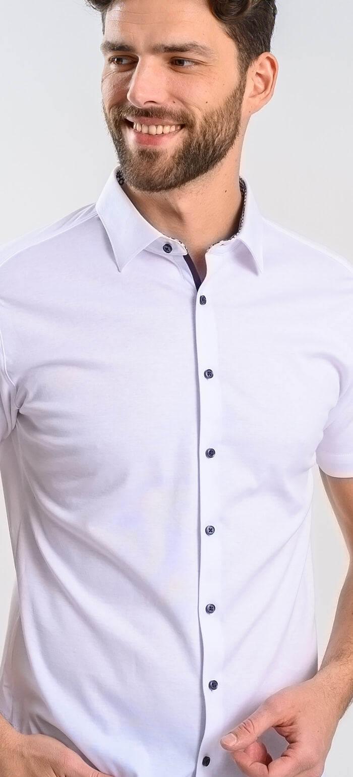 White Stretch Extra Slim Fit Short Sleeve Shirt