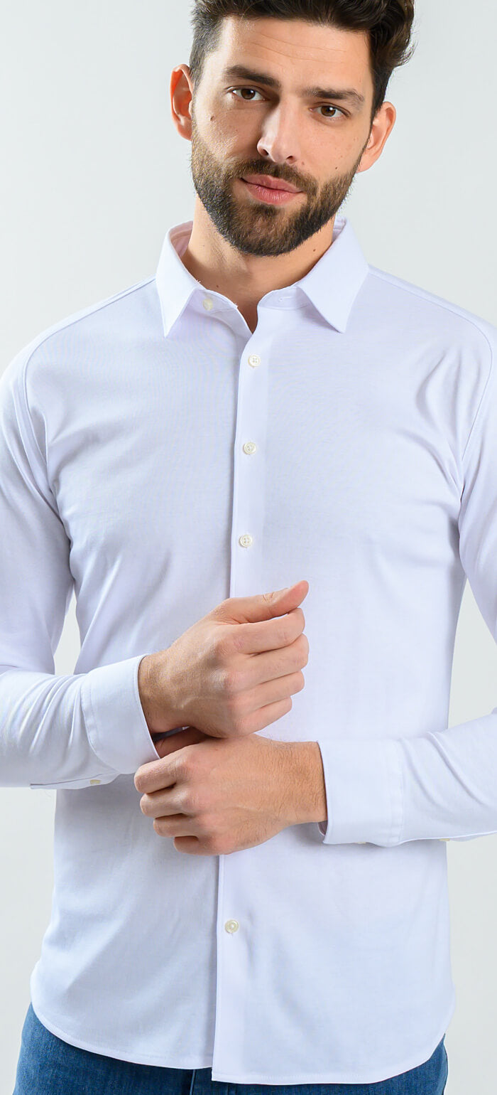 White stretch Extra Slim Fit shirt with anti-wrinkle treatment