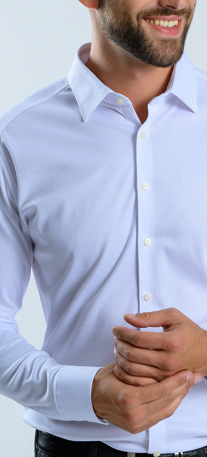White stretch Extra Slim Fit shirt with anti-wrinkle treatment