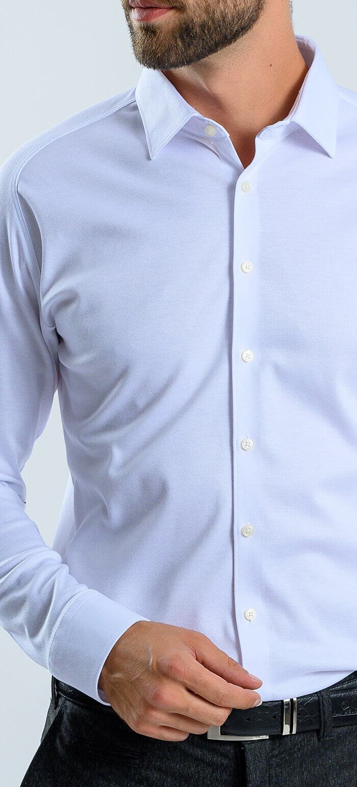 White stretch Extra Slim Fit shirt with anti-wrinkle treatment