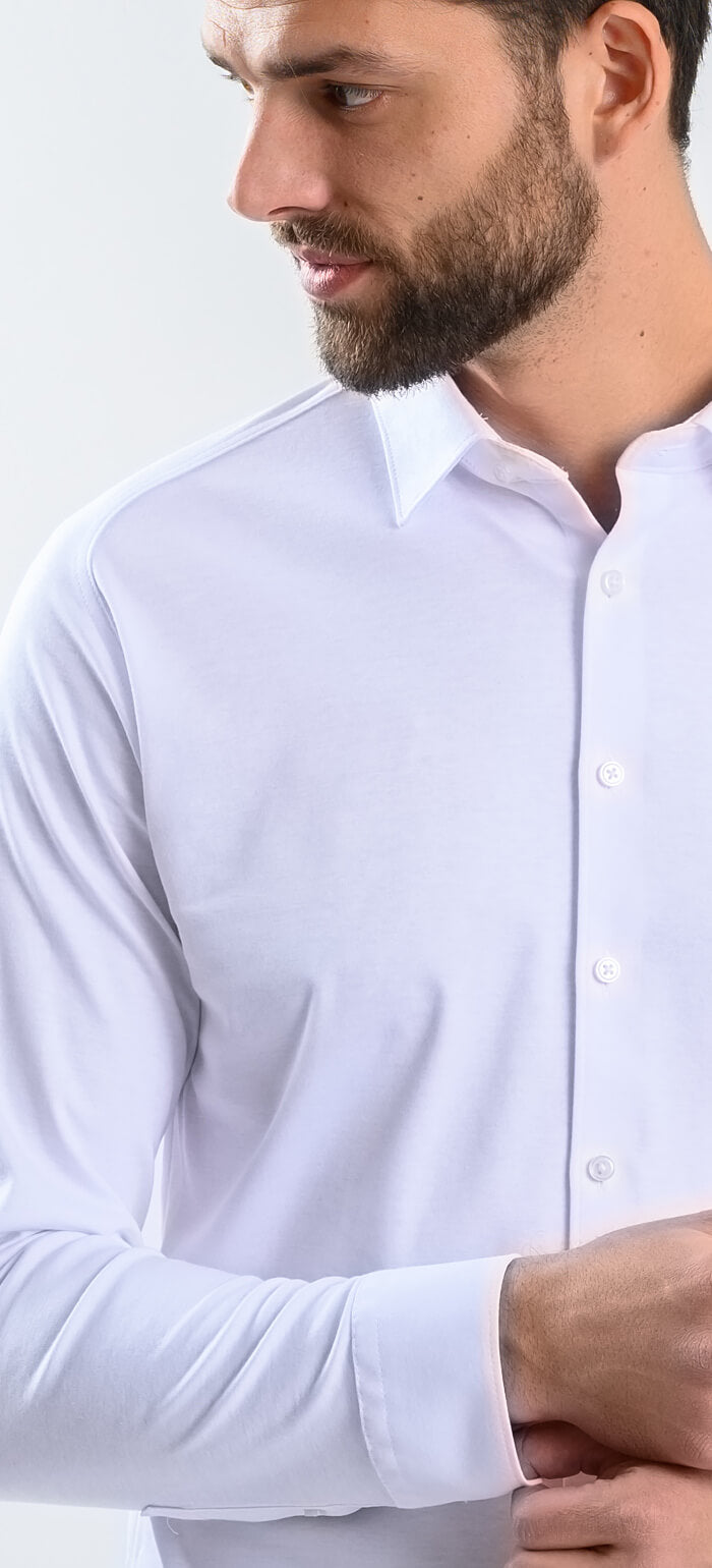 White stretch Extra Slim Fit shirt with anti-wrinkle treatment