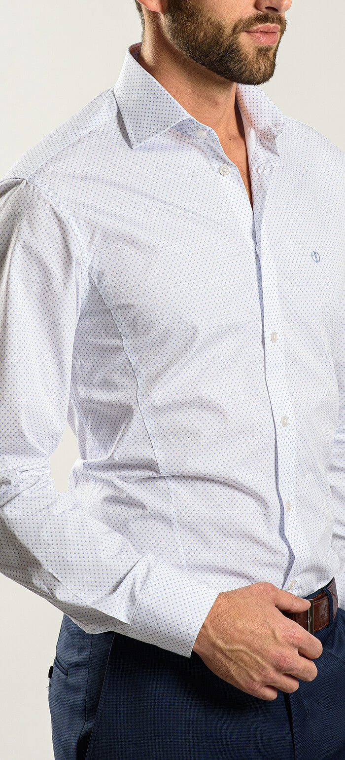 White patterned Extra Slim Fit shirt from the Basic line