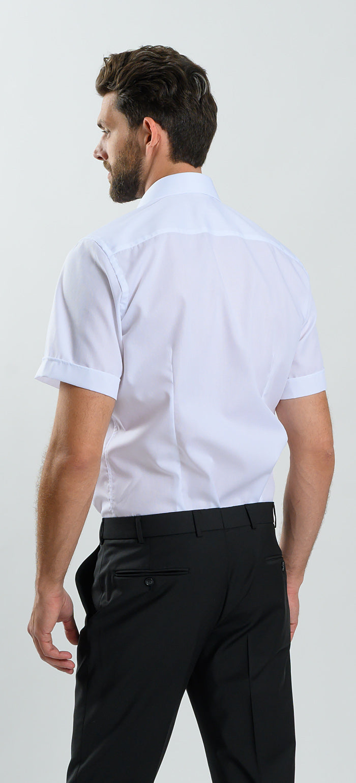 White Patterned Slim Fit Short Sleeve Shirt