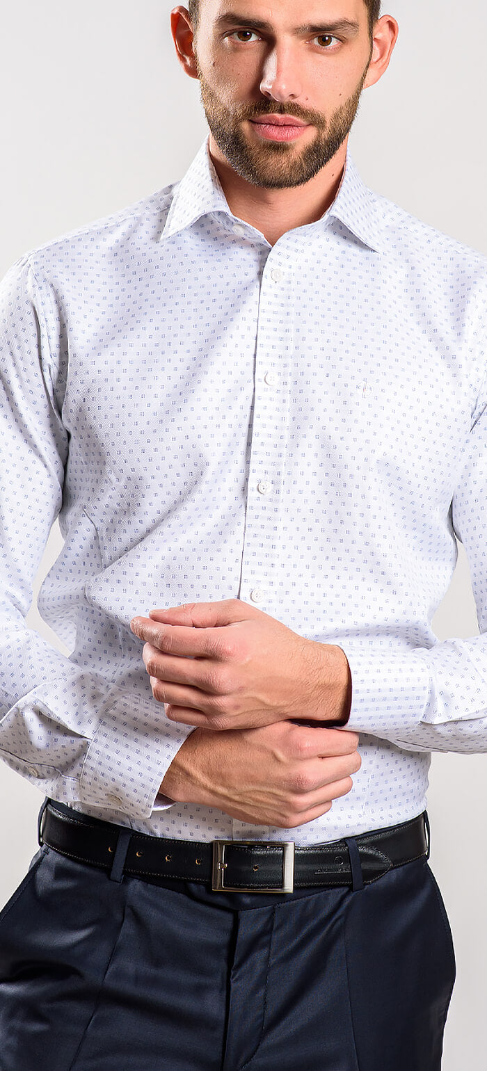 White patterned Slim Fit shirt