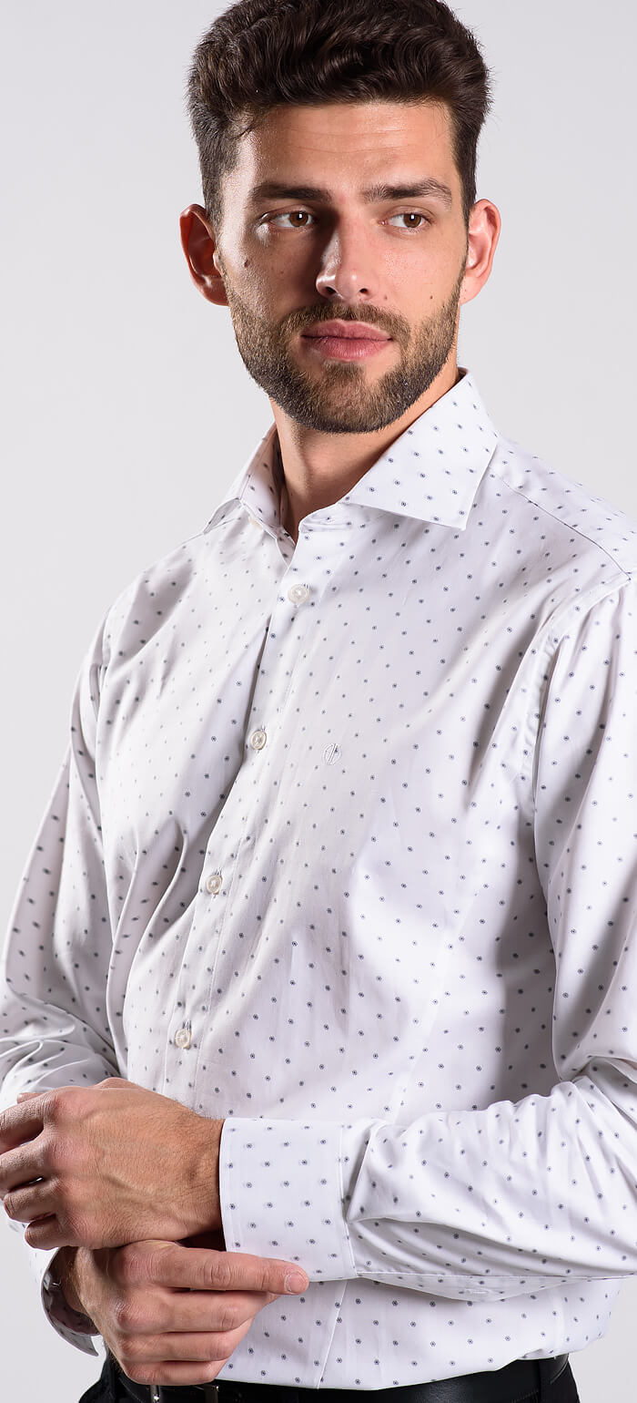 White patterned Slim Fit shirt