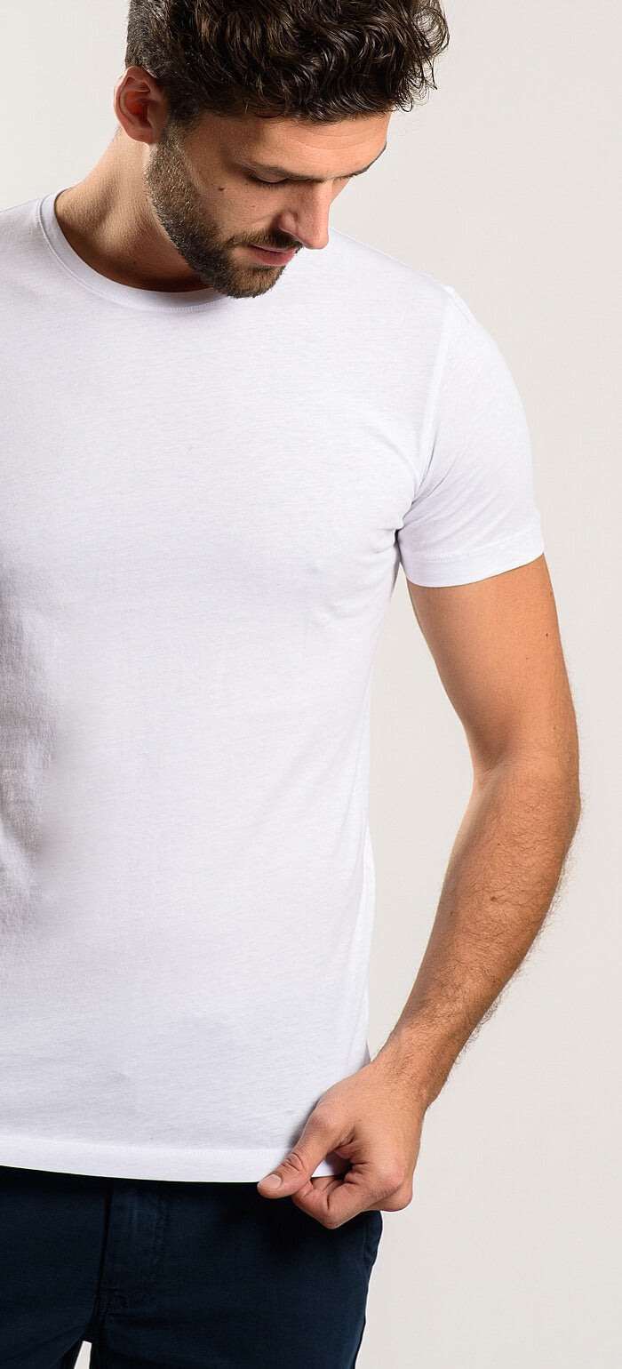White cotton T-shirt under a shirt