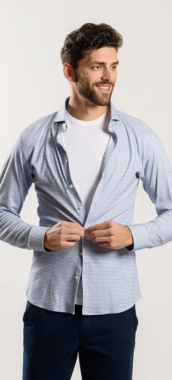 White cotton T-shirt under a shirt