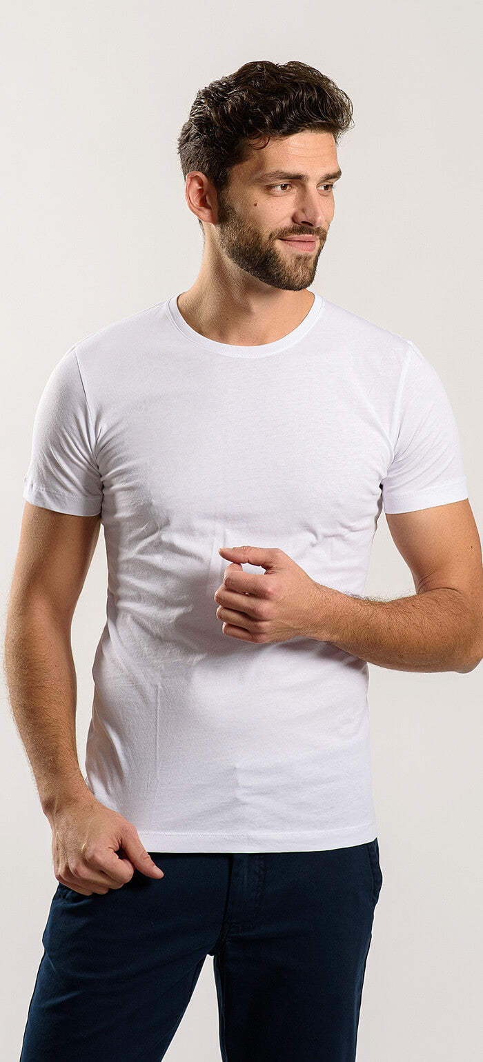 White cotton T-shirt under a shirt