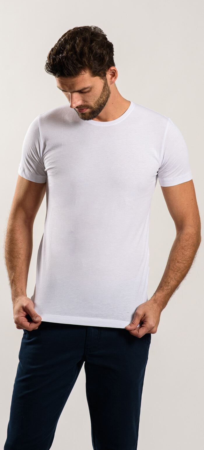 White cotton T-shirt under a shirt