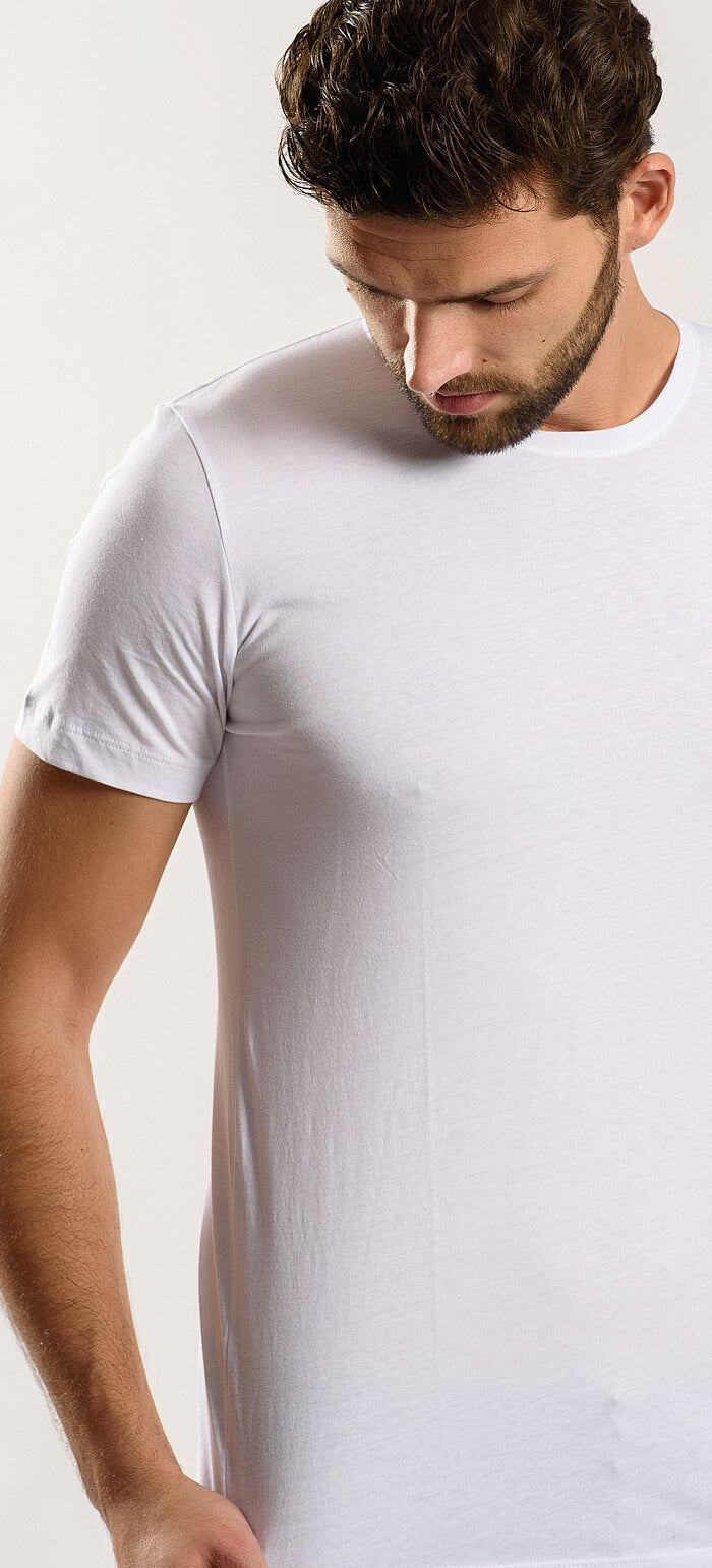 White cotton T-shirt under a shirt