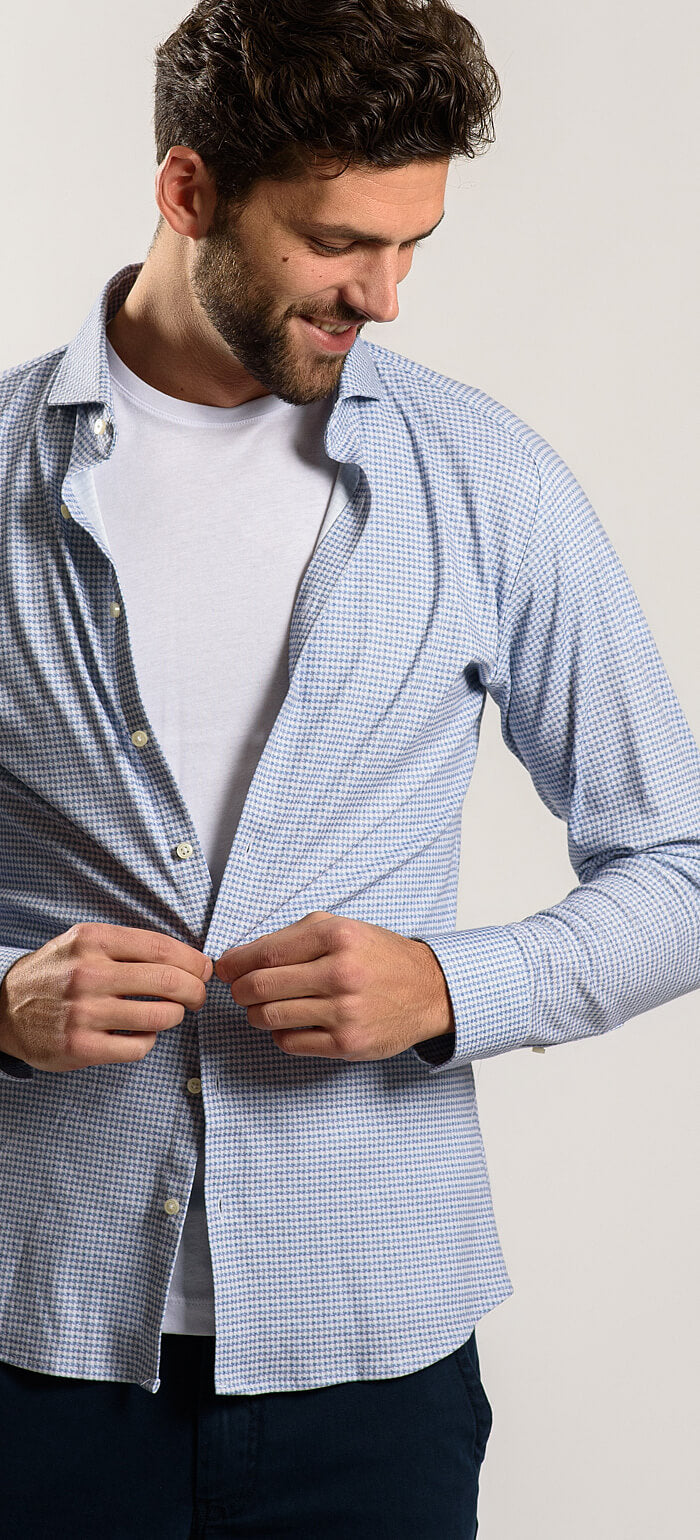 White cotton T-shirt under a shirt