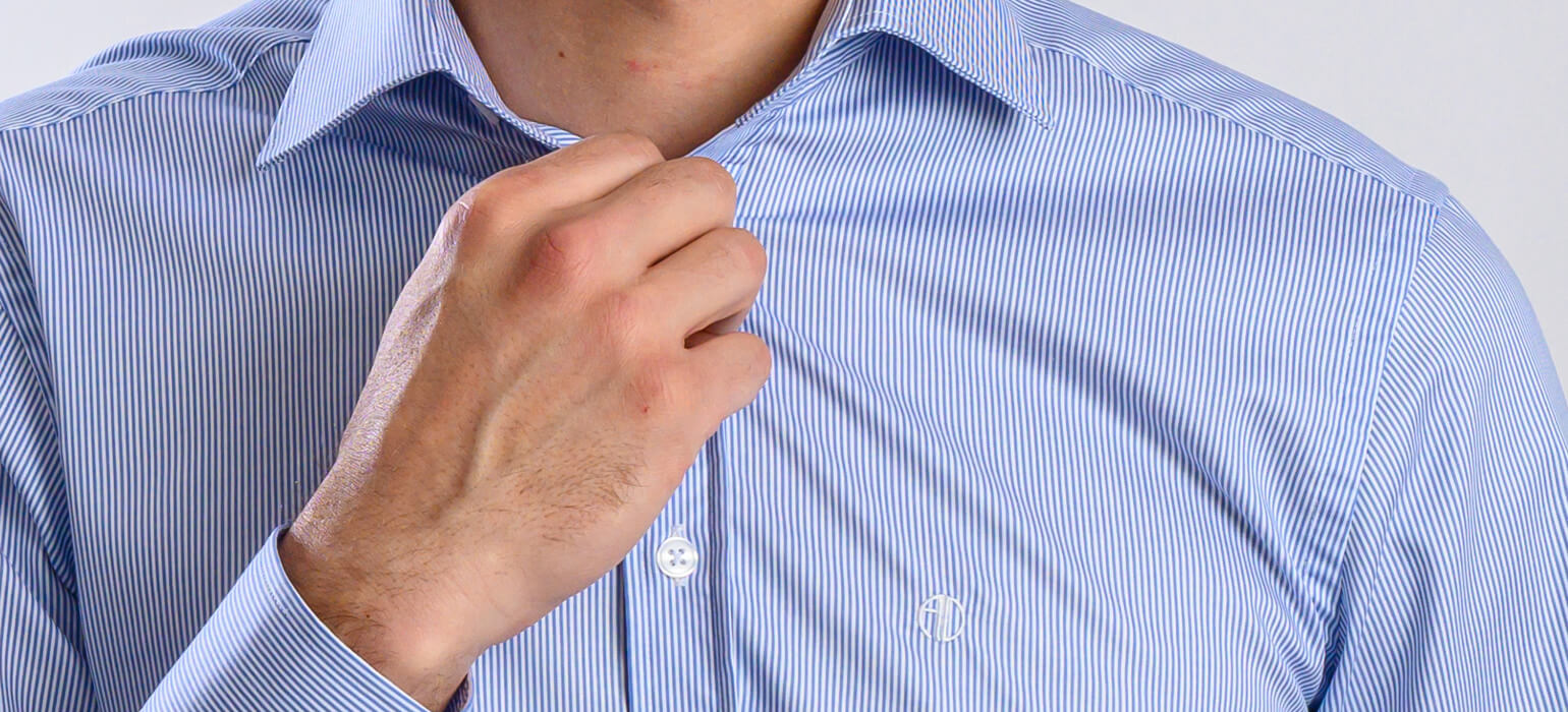 White and blue striped Slim Fit shirt