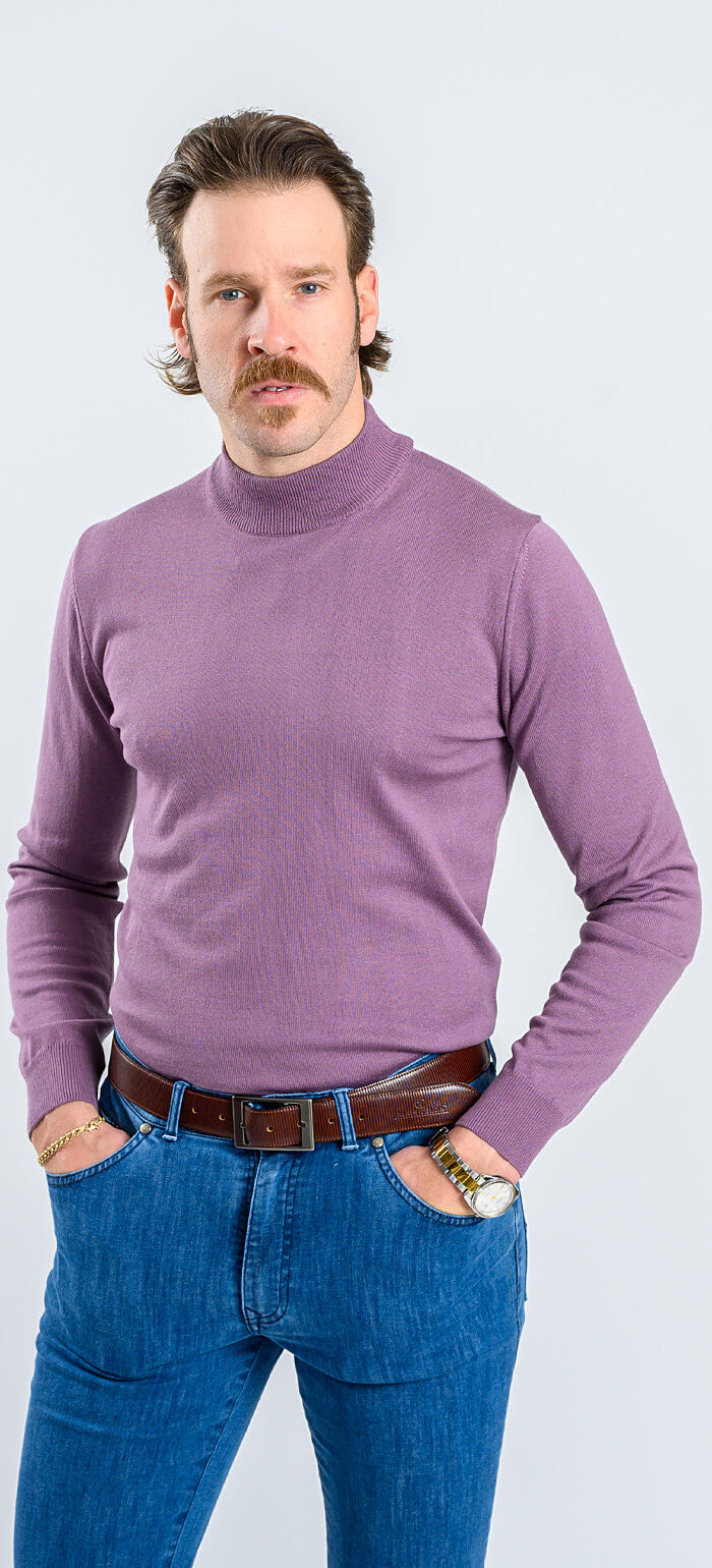 Pale purple cotton turtleneck
