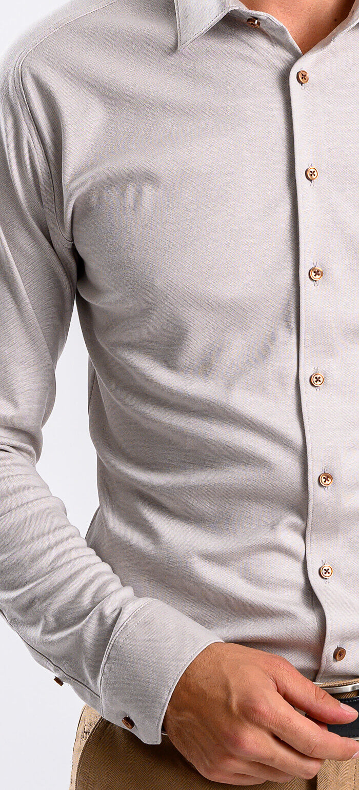 Pale brown stretch Extra Slim Fit shirt with anti-wrinkle treatment
